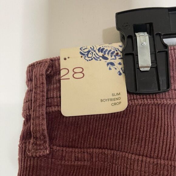 NEW! Pilcro and the letterpress slim boyfriend crop corduroy Wine red pants 28 - Picture 5 of 6